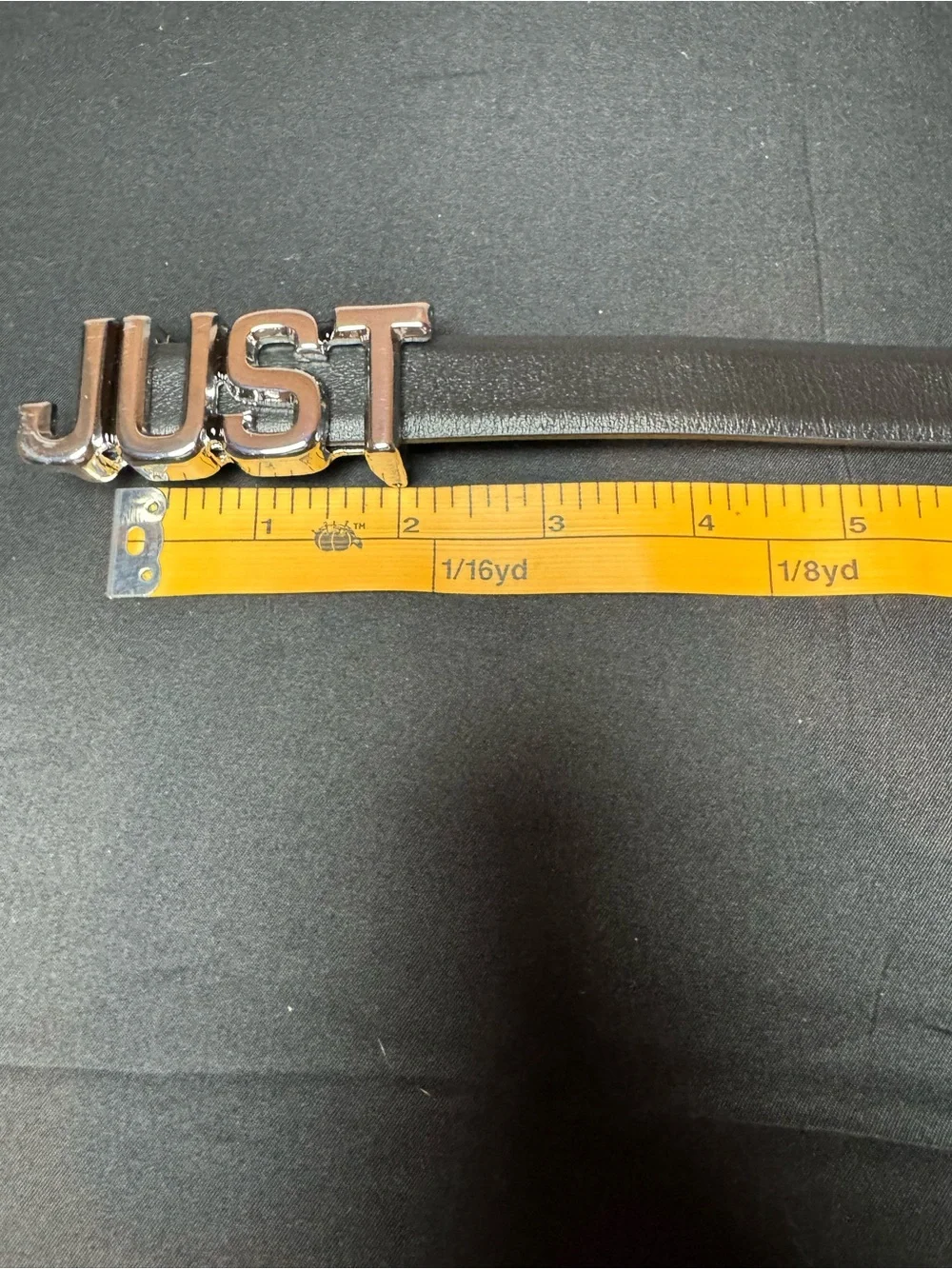 Just Cavalli “JUST” Logo Buckle Belt Black Genuine Leather Size 90 34/36 l